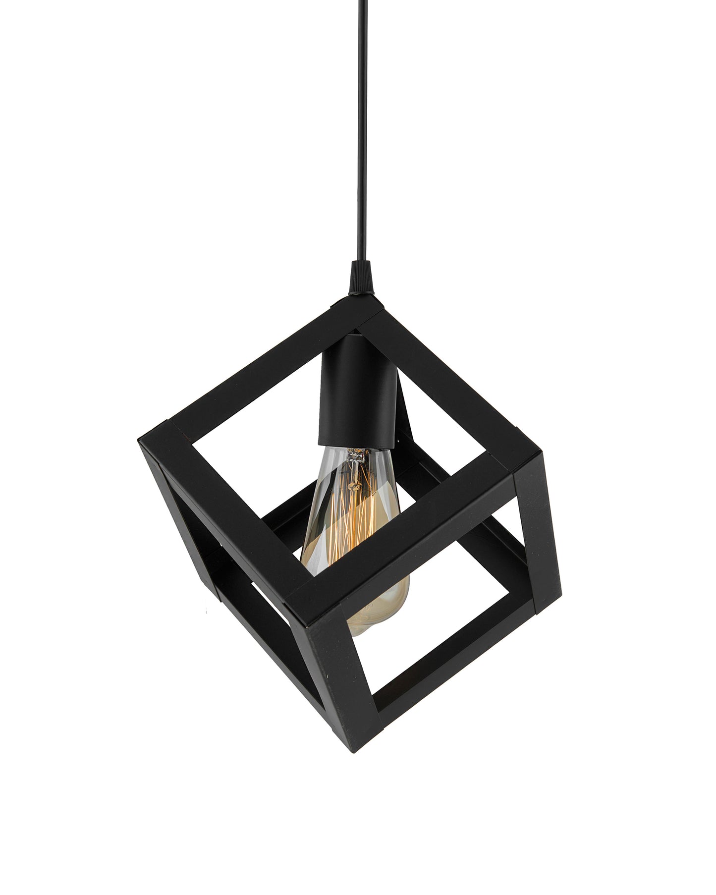 Edison Filament Hanging Cube 6", E27 Holder, Decorative, Black, URBAN Retro, nordic style