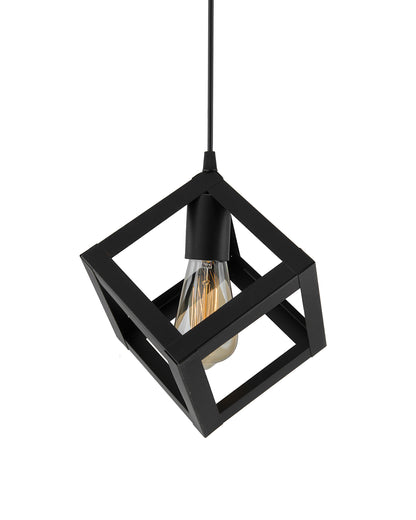 Edison Filament Hanging Cube 6", E27 Holder, Decorative, Black, URBAN Retro, nordic style