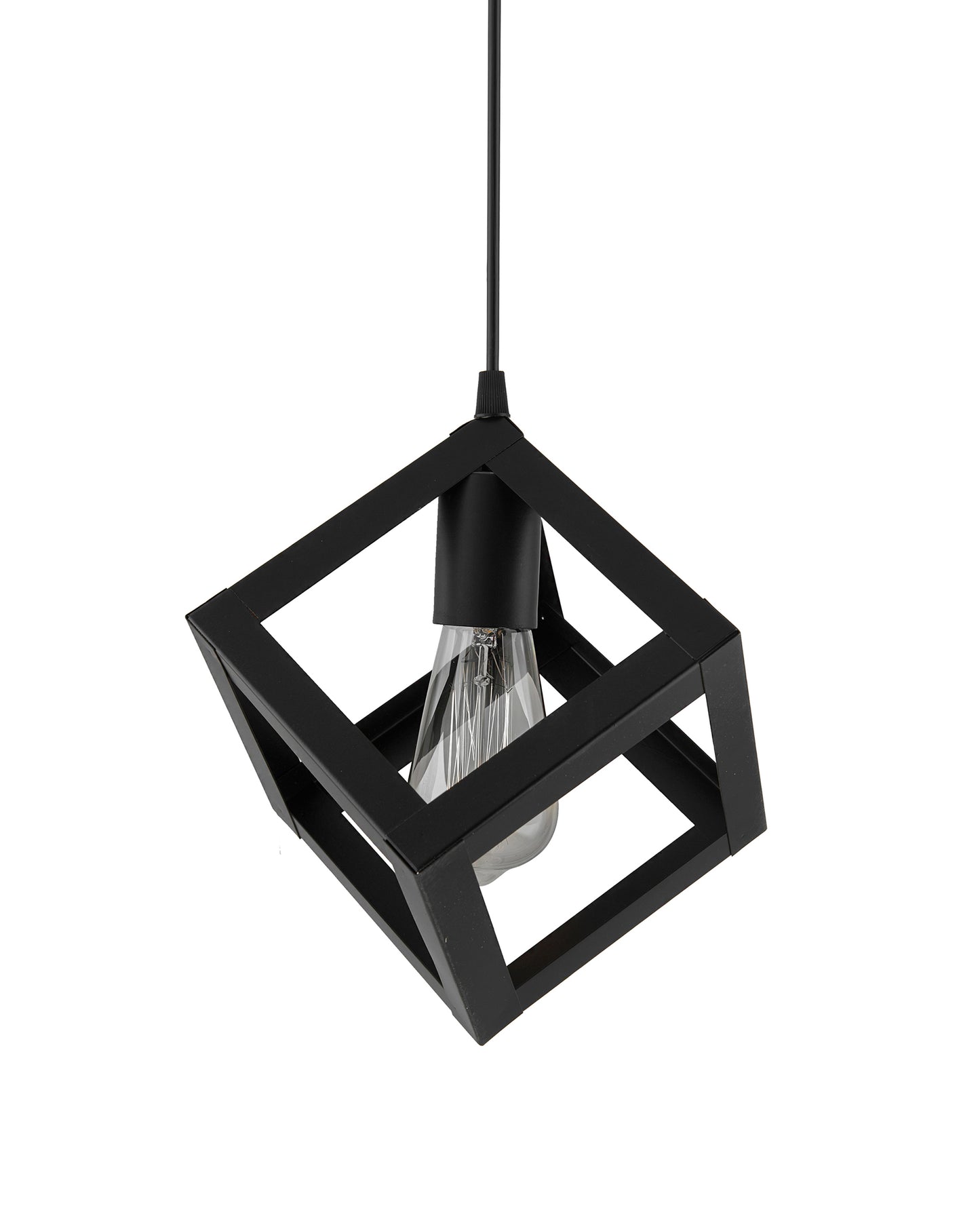 Edison Filament Hanging Cube 6", E27 Holder, Decorative, Black, URBAN Retro, nordic style