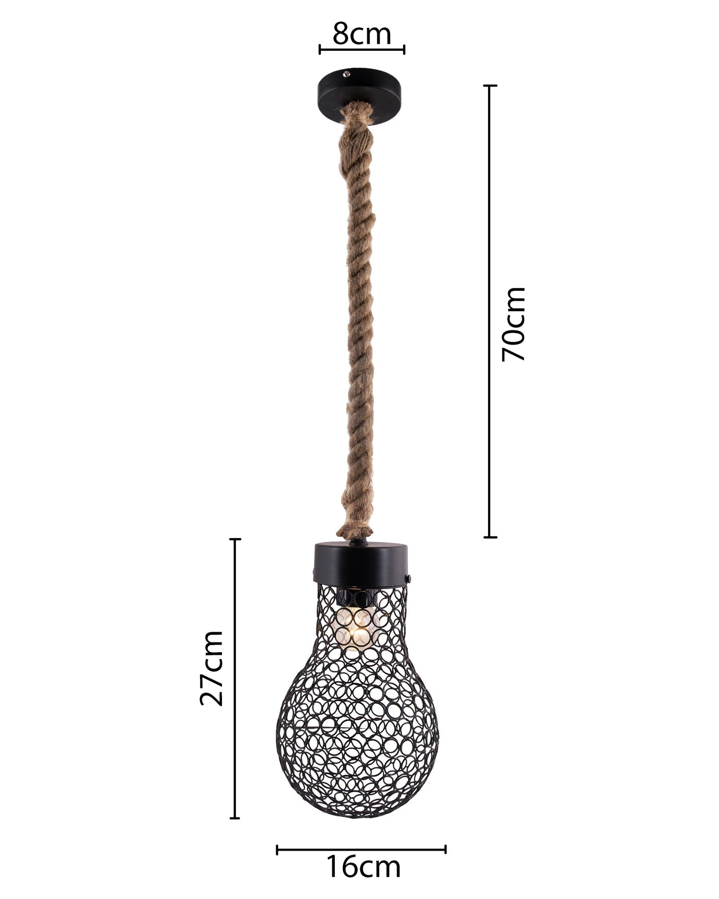 Homesake® Wire Loop Bulb Pendant hanging light, with rope wire for Home Decor