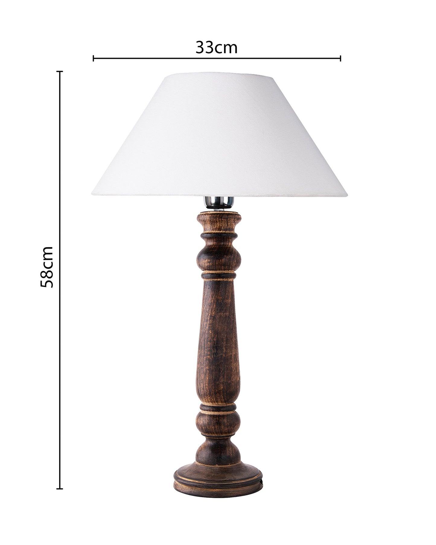 Mabel Antique Black Wood Table Lamp With Shade