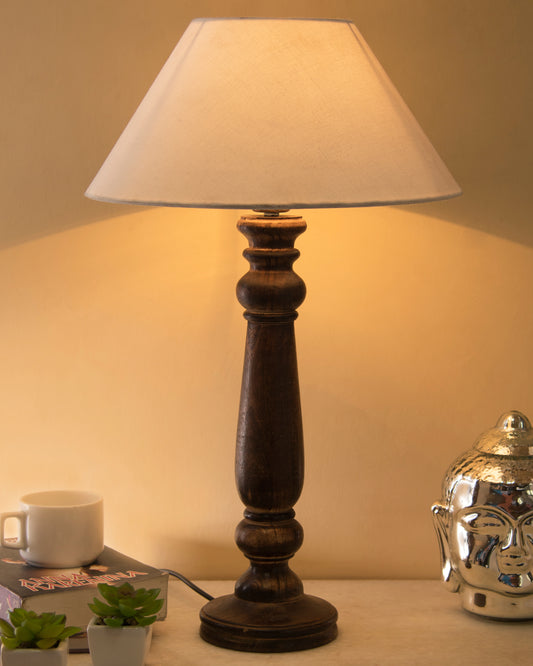 Mabel Antique Black Wood Table Lamp With Shade