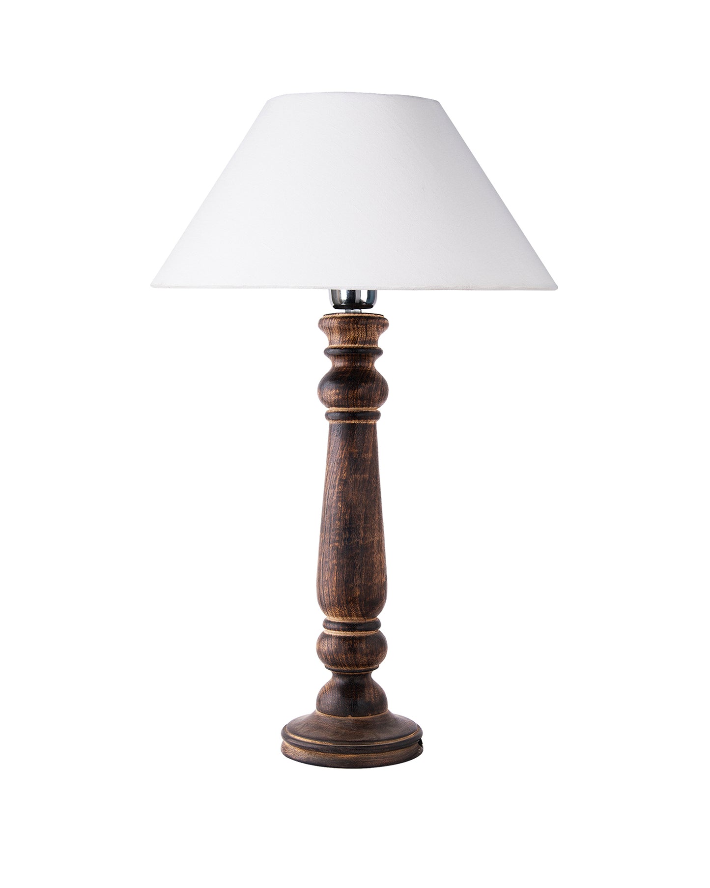 Mabel Antique Black Wood Table Lamp With Shade