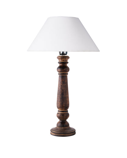 Mabel Antique Black Wood Table Lamp With Shade