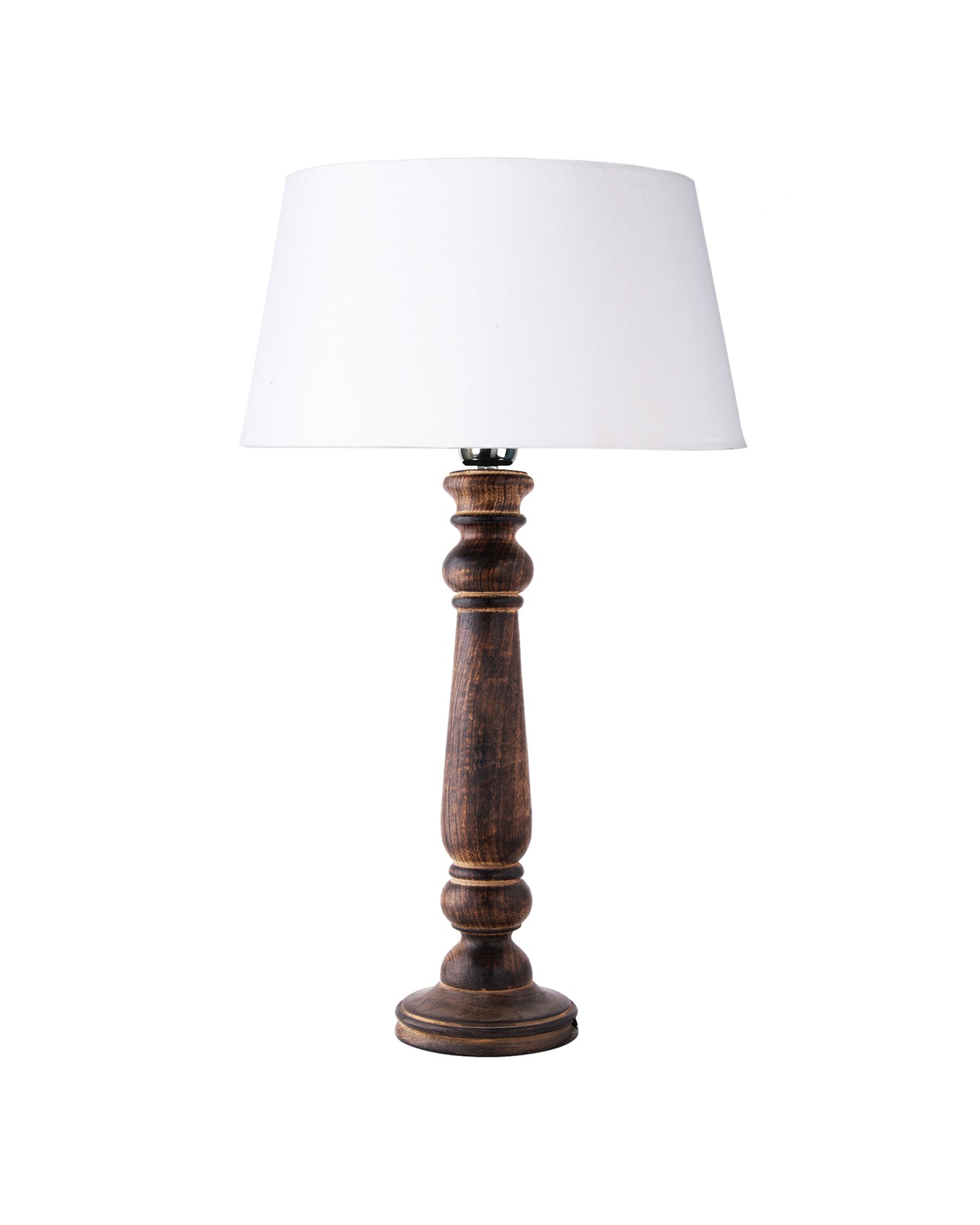 Mabel Antique Black Wood Table Lamp With Shade