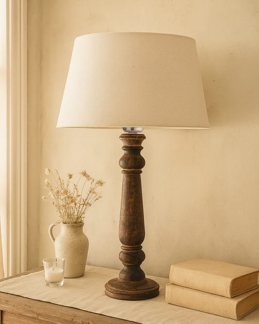 Mabel Antique Black Wood Table Lamp With Shade
