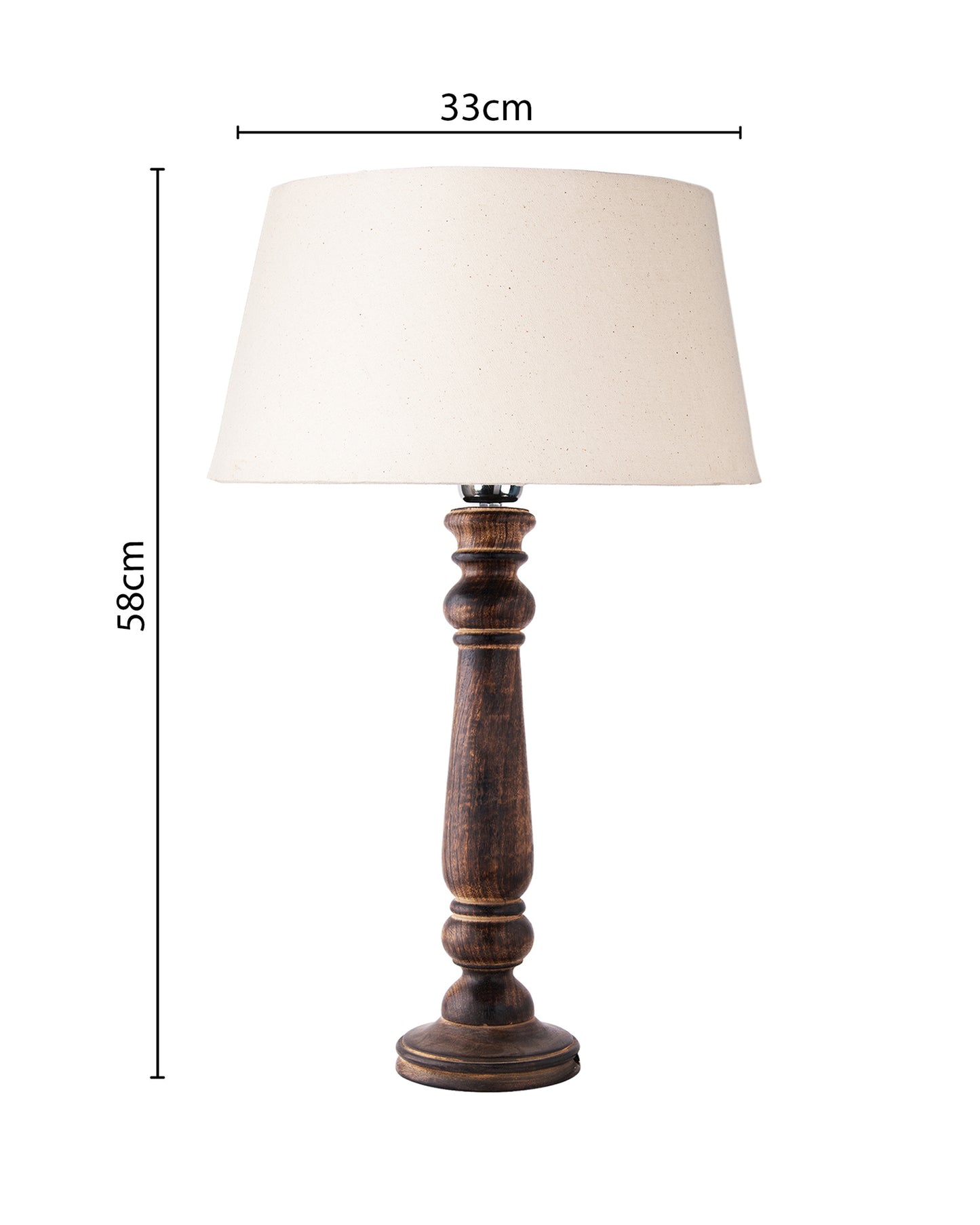Mabel Antique Black Wood Table Lamp With Shade