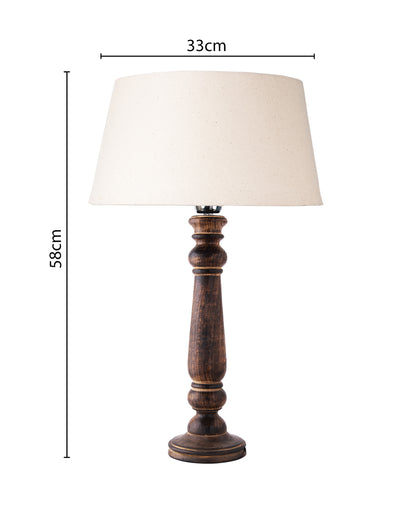 Mabel Antique Black Wood Table Lamp With Shade
