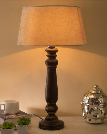 Mabel Antique Black Wood Table Lamp With Shade
