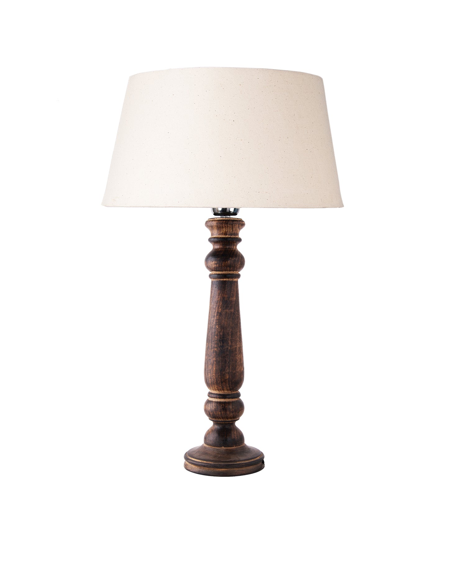 Mabel Antique Black Wood Table Lamp With Shade
