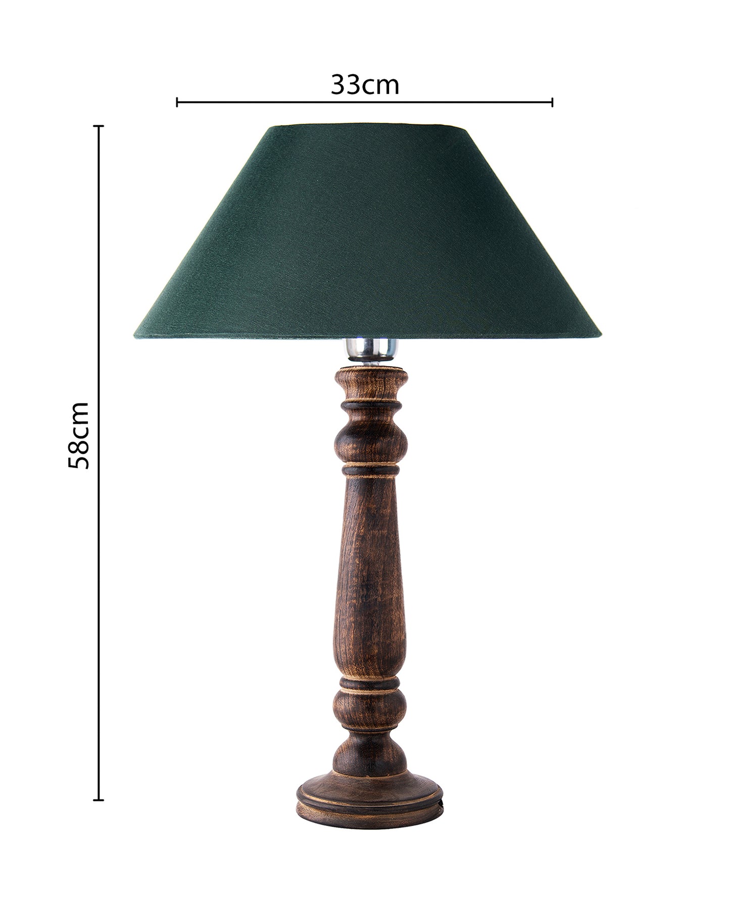 Mabel Antique Black Wood Table Lamp With Shade