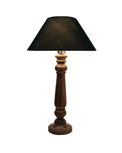Mabel Antique Black Wood Table Lamp With Shade
