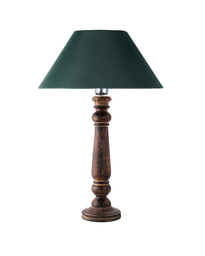 Mabel Antique Black Wood Table Lamp With Shade