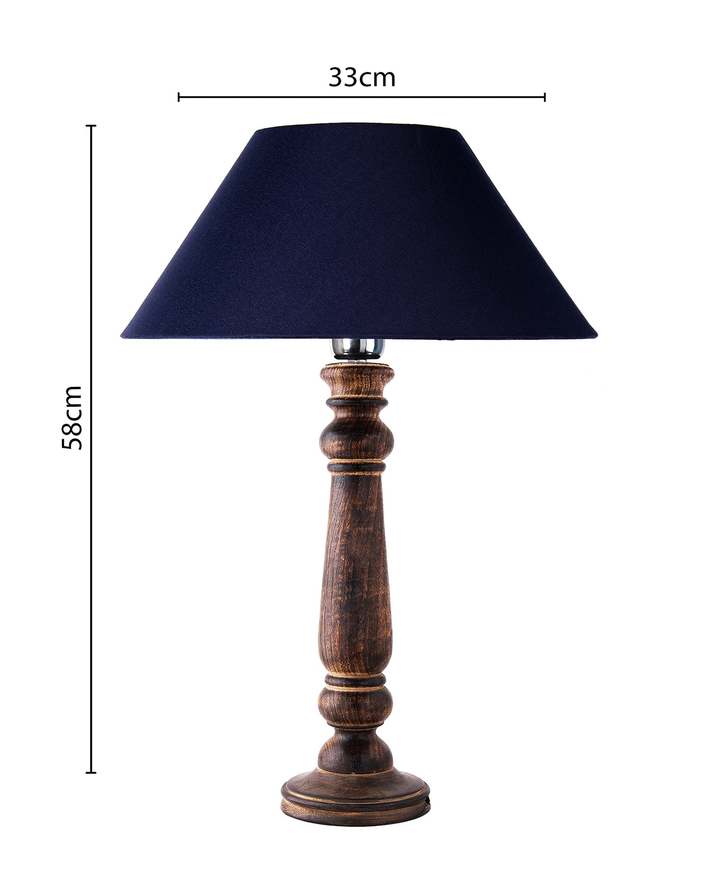 Mabel Antique Black Wood Table Lamp With Shade