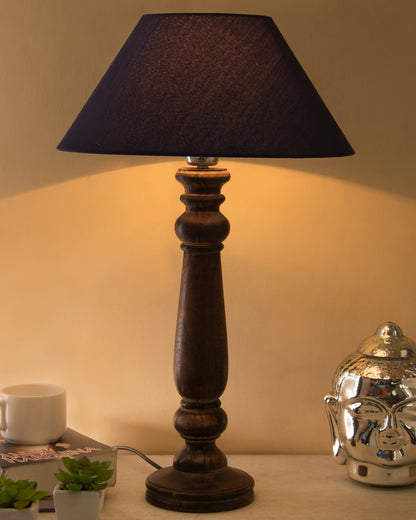 Mabel Antique Black Wood Table Lamp With Shade