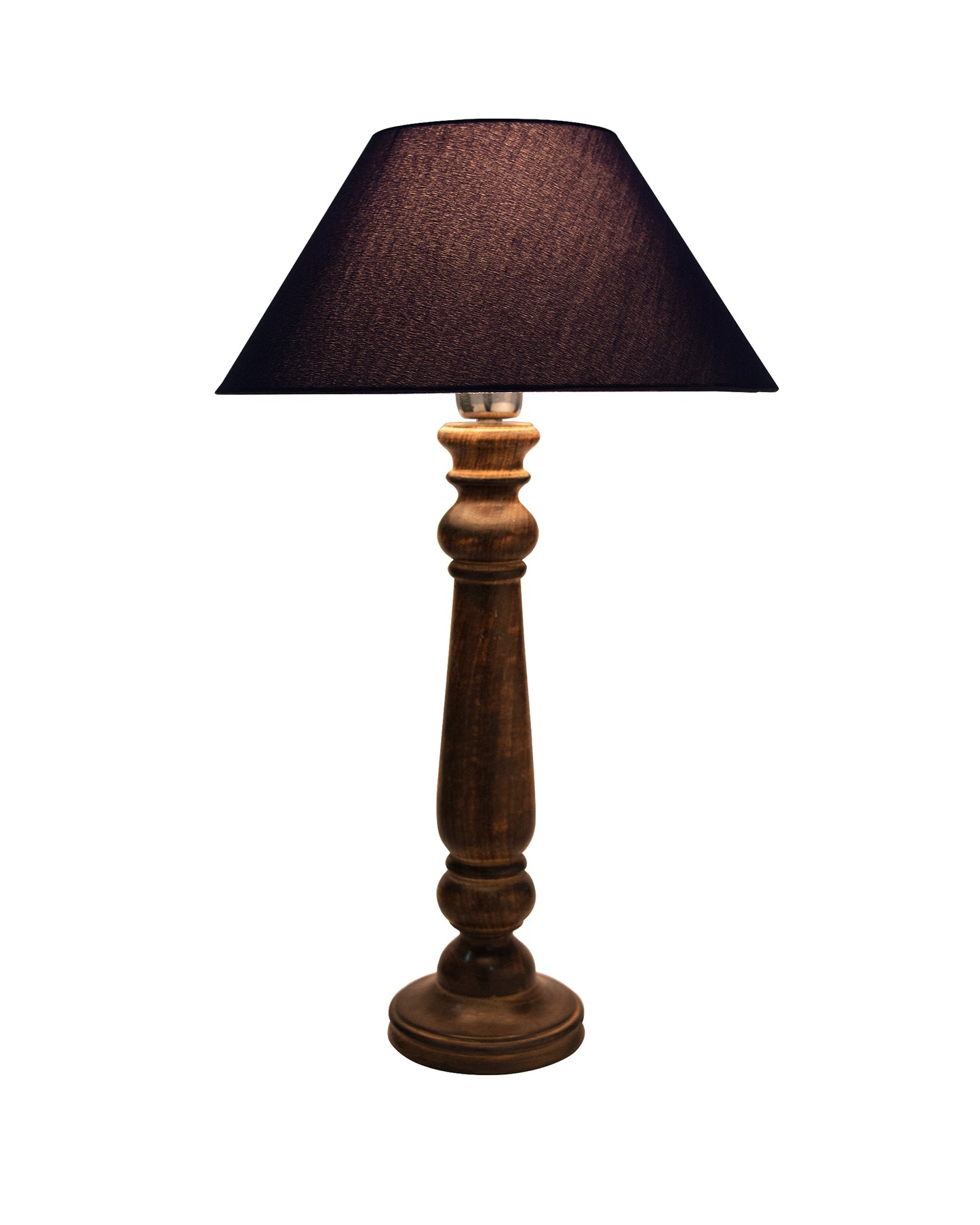Mabel Antique Black Wood Table Lamp With Shade