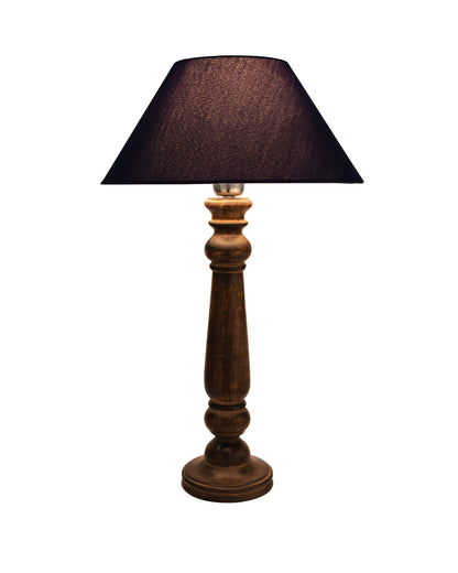 Mabel Antique Black Wood Table Lamp With Shade