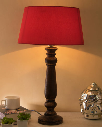 Mabel Antique Black Wood Table Lamp With Shade