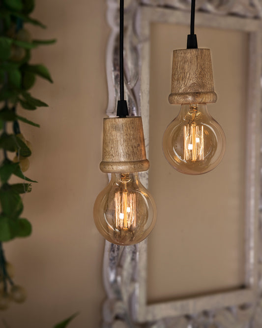 Edison Filament Wooden walnut Taper Bulb Holder, Urban, retro, nordic style, with fixture, Set of 2