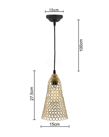 Hanging Golden Steel Cone light, hanging light and fixture