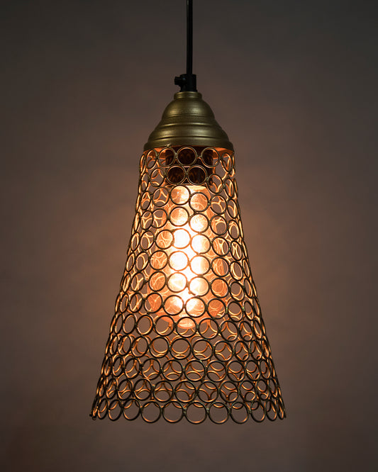 Hanging Golden Steel Cone light, hanging light and fixture