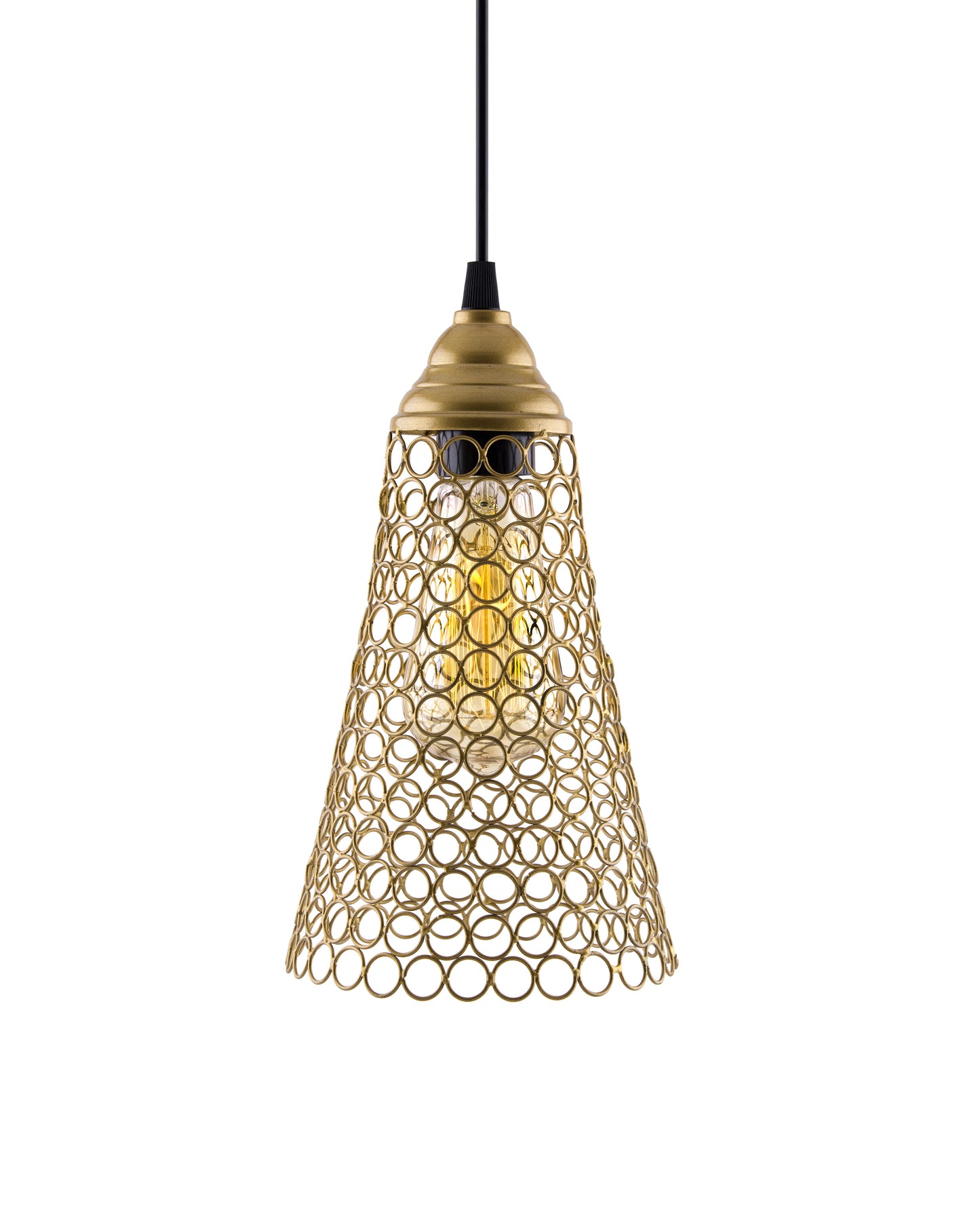 Hanging Golden Steel Cone light, hanging light and fixture