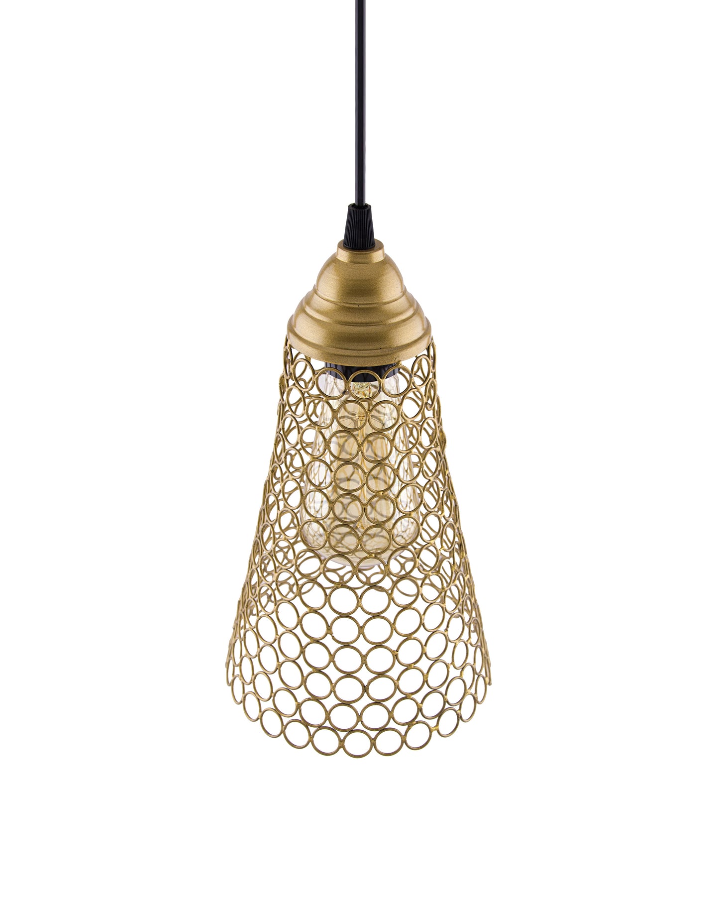 Hanging Golden Steel Cone light, hanging light and fixture