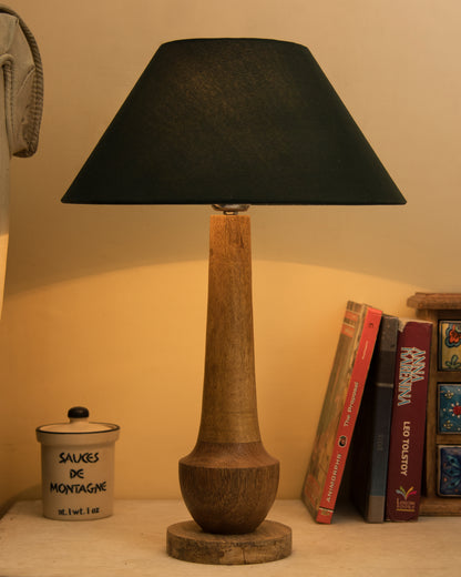 Classic Cubist Wooden Table lamp, with shade