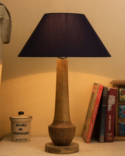 Classic Cubist Wooden Table lamp, with shade