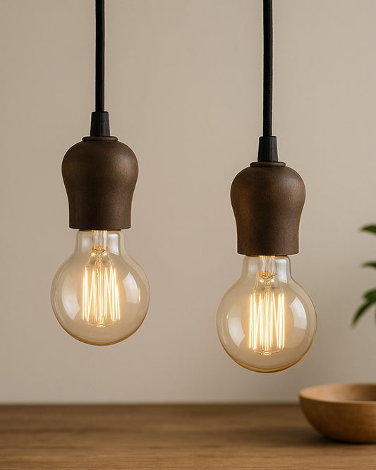 Edison Filament Wooden walnut Bubble Bulb Holder, Urban, retro, nordic style, with fixture