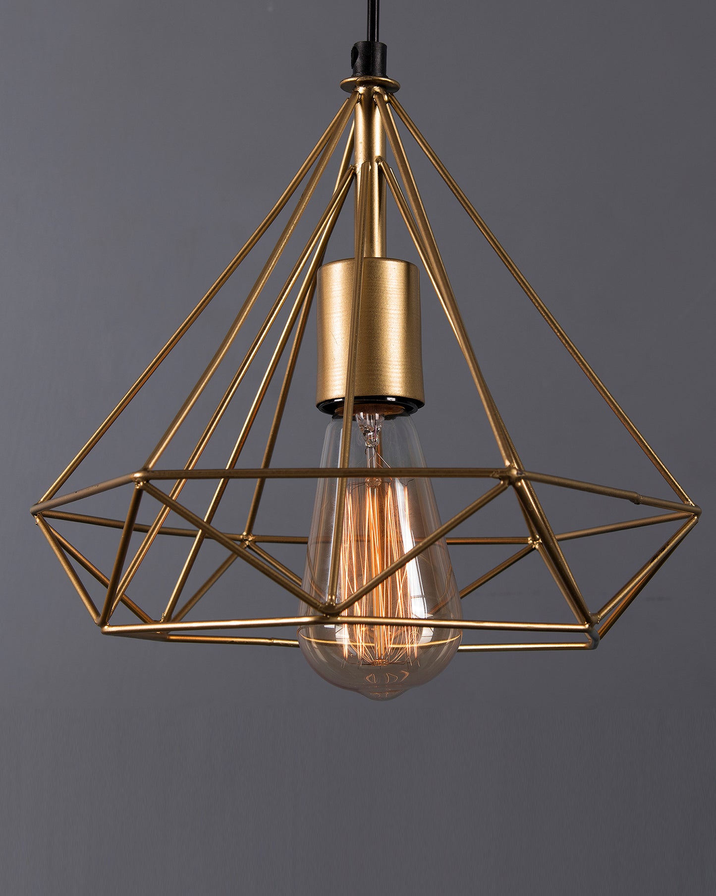 Golden Edison Hanging Diamond caged E27 Holder ceiling light(Bulb Not Included)