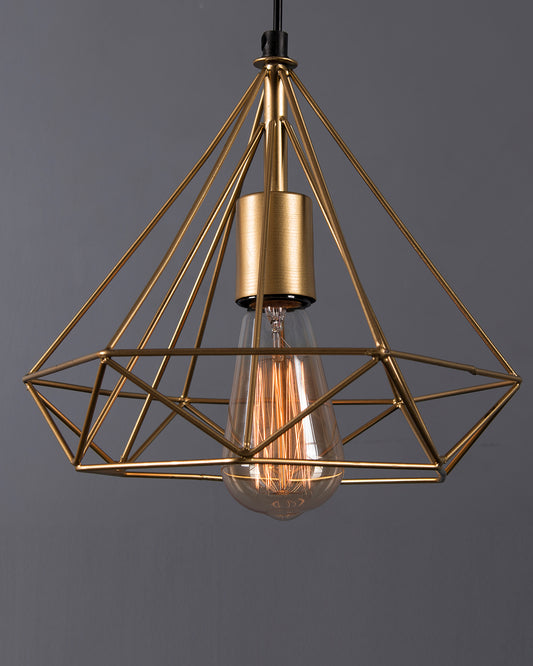 Golden Edison Hanging Diamond caged E27 Holder ceiling light(Bulb Not Included)