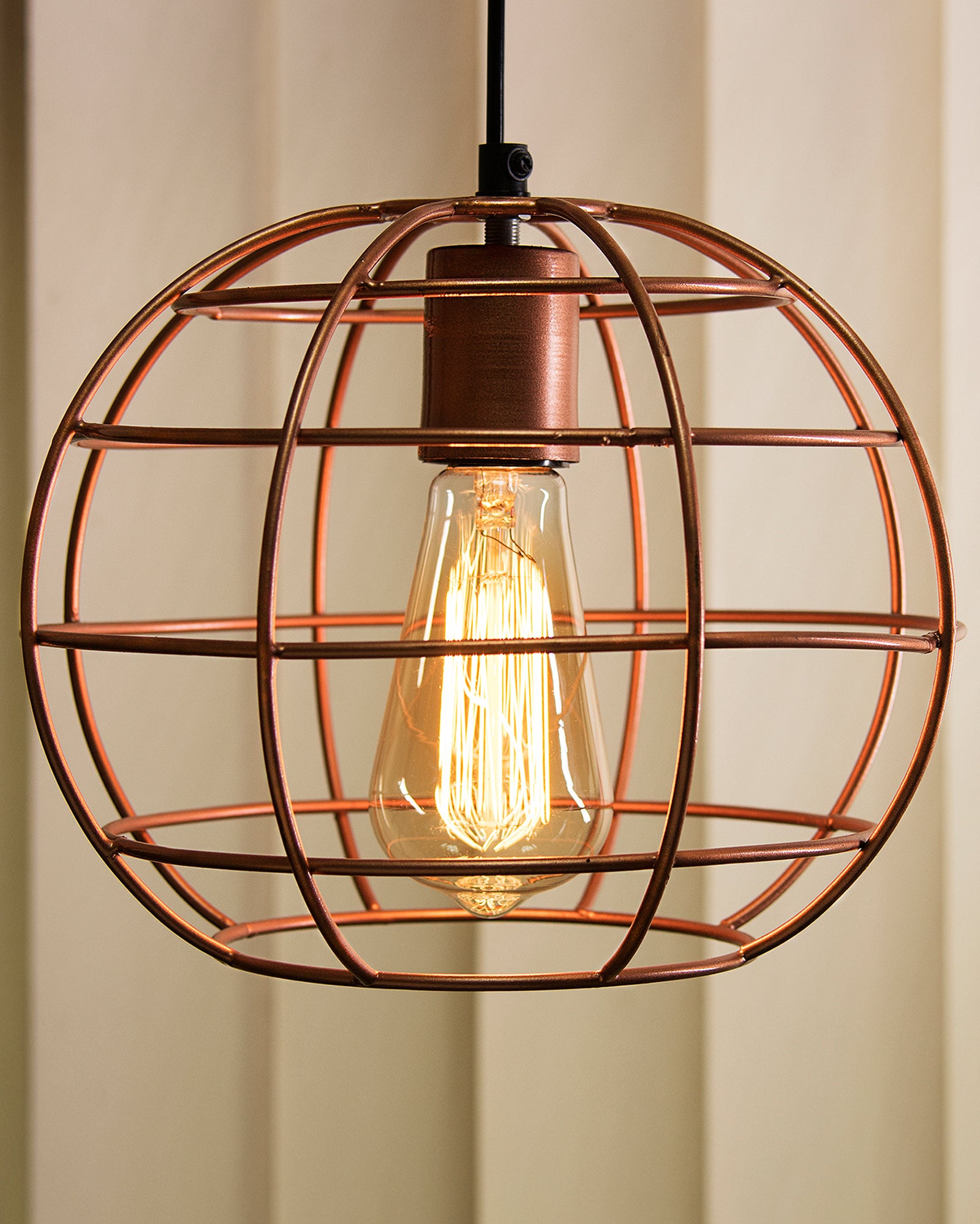 Copper Edison Filament Hanging Classic Sphere, Rose Gold, E27 Hanging ...