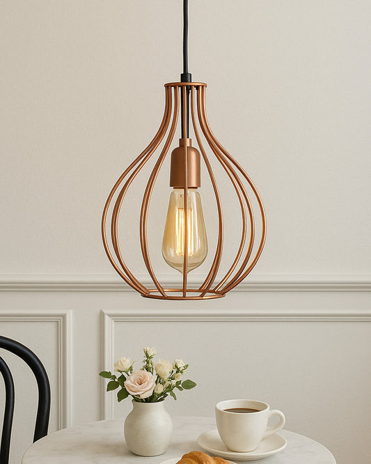 Copper Vintage Edison Filament Hanging Crown , Rose Gold, E27 Hanging Ceiling Light for LED/Filament Bulb, Decorative Urban Retro Lighting