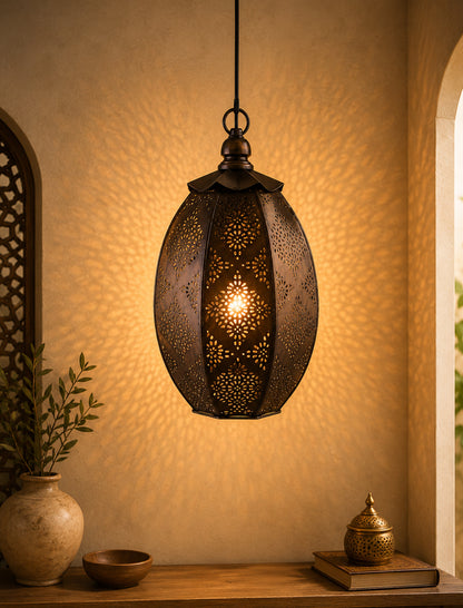 Antique Oval Moroccan hanging ceiling lamp, antique finish hanging pendant light