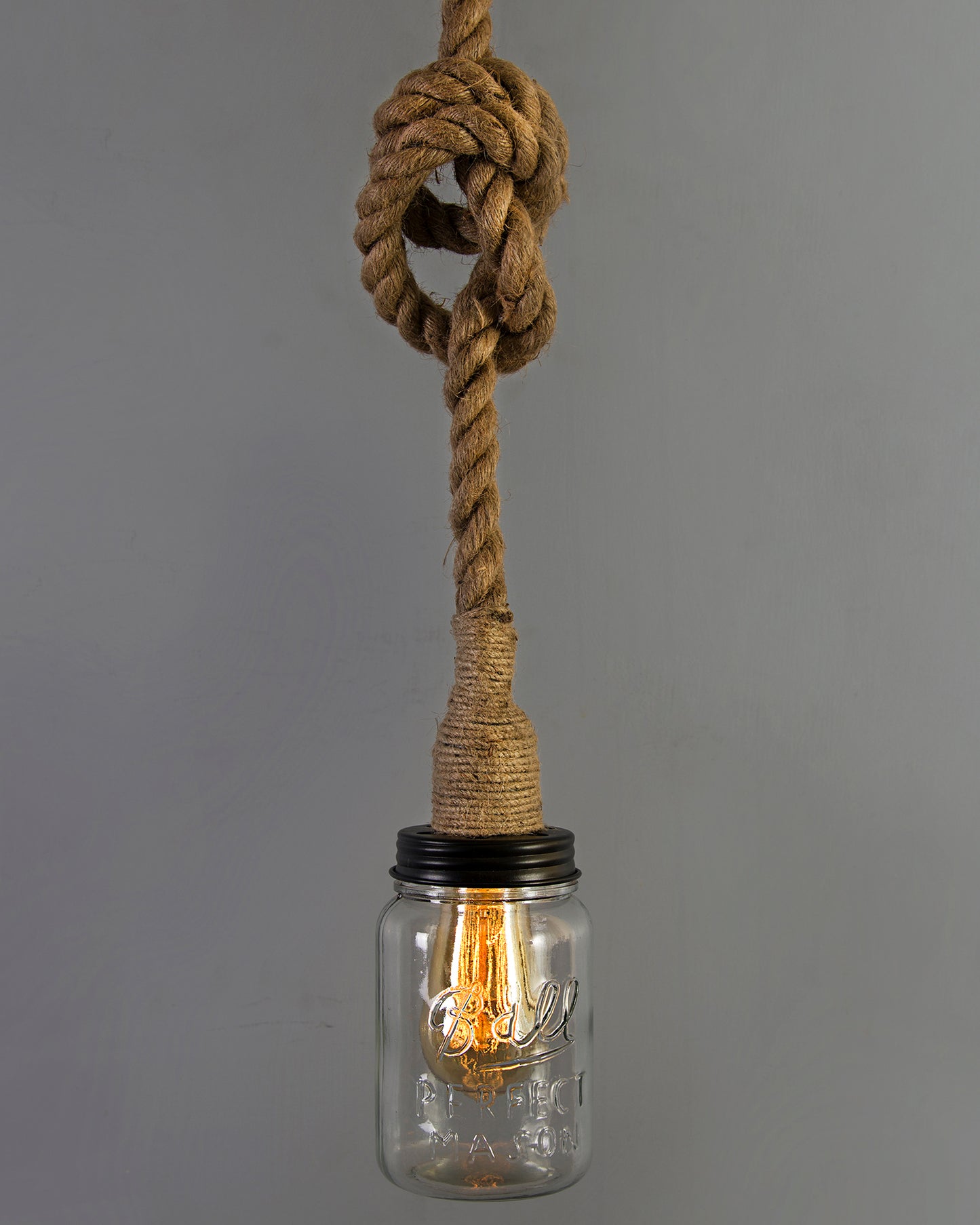 Mason Jar hanging hemp rope light, Edison Vintage lamp, E27 Holder, Decorative, Urban Retro style