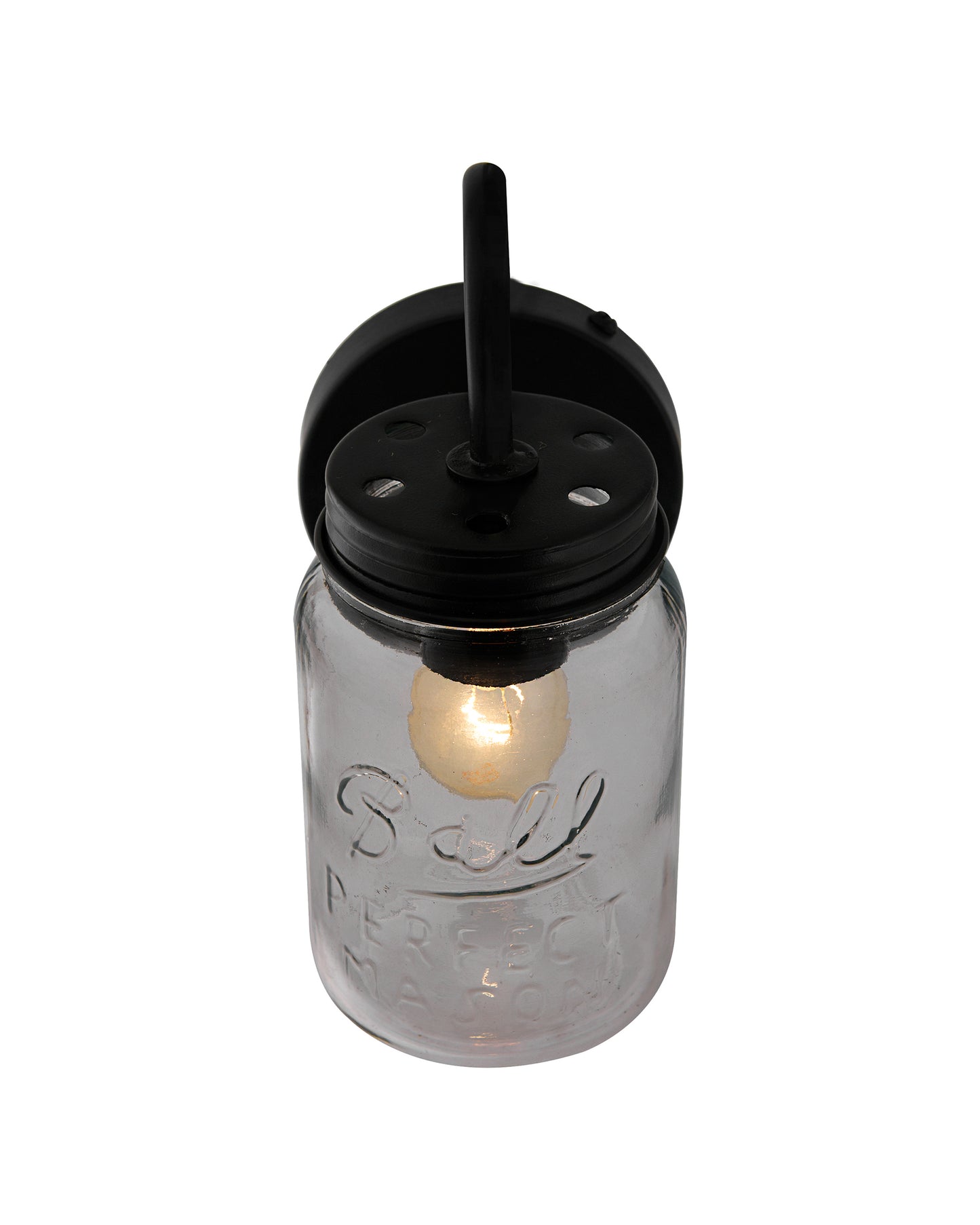 Rustic Matt Black Wall Lamp hanging with Mason jar, Downlight for Home Interior, E27 holder