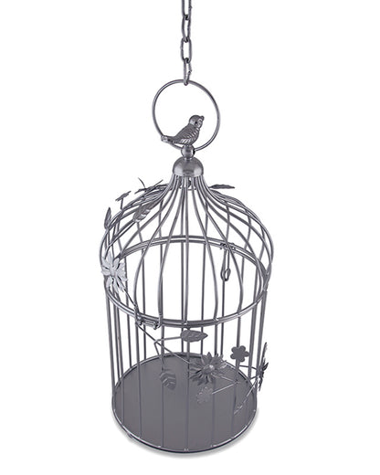 Bird Cage with Floral Vine Large Single, with hanging chain