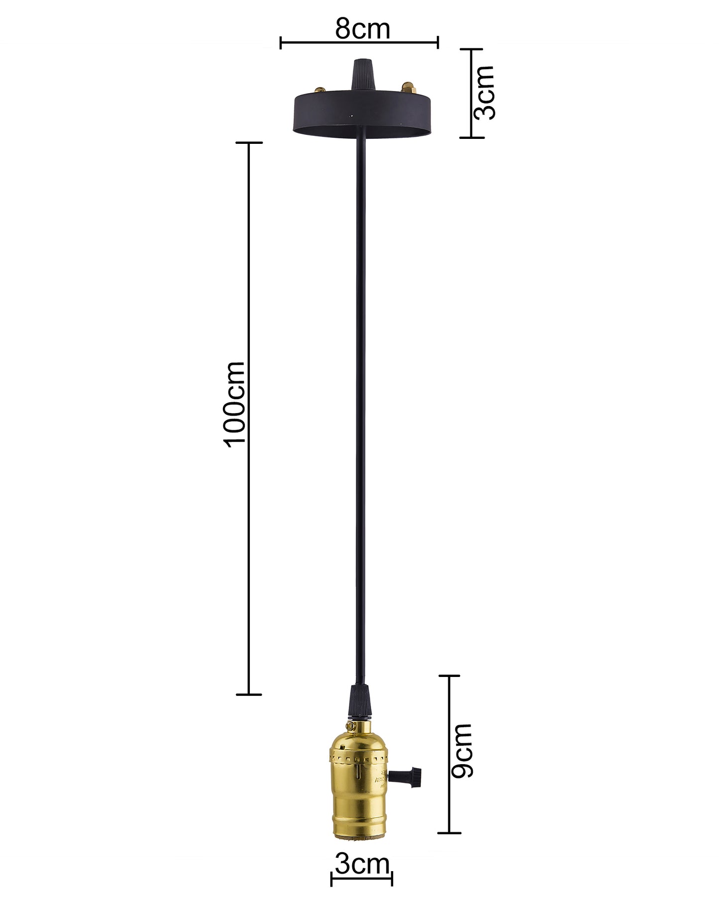 Edison Filaments bulb holder Hanging E27 with switch, Retro Industrial