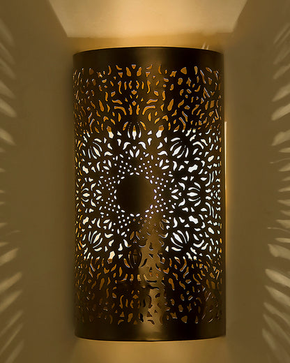 Moroccan filgree wall lamp, antique brass finish