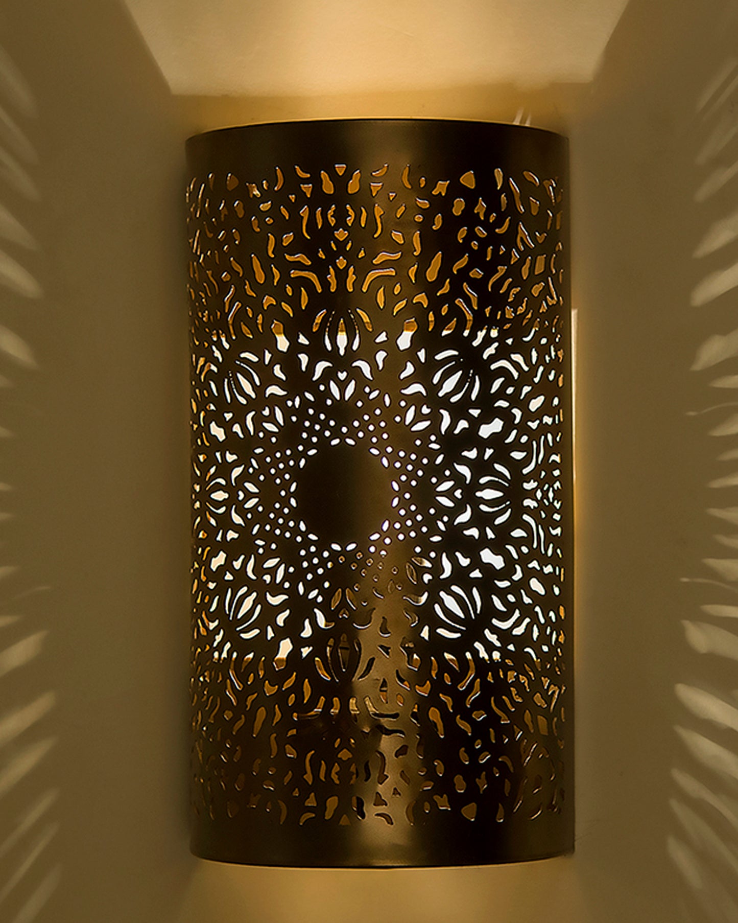 Moroccan filgree wall lamp, antique brass finish