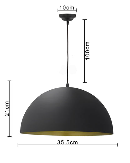 Metallic Black Pendant Hanging Light, Hanging Lamp 14", Industrial E27 lamp
