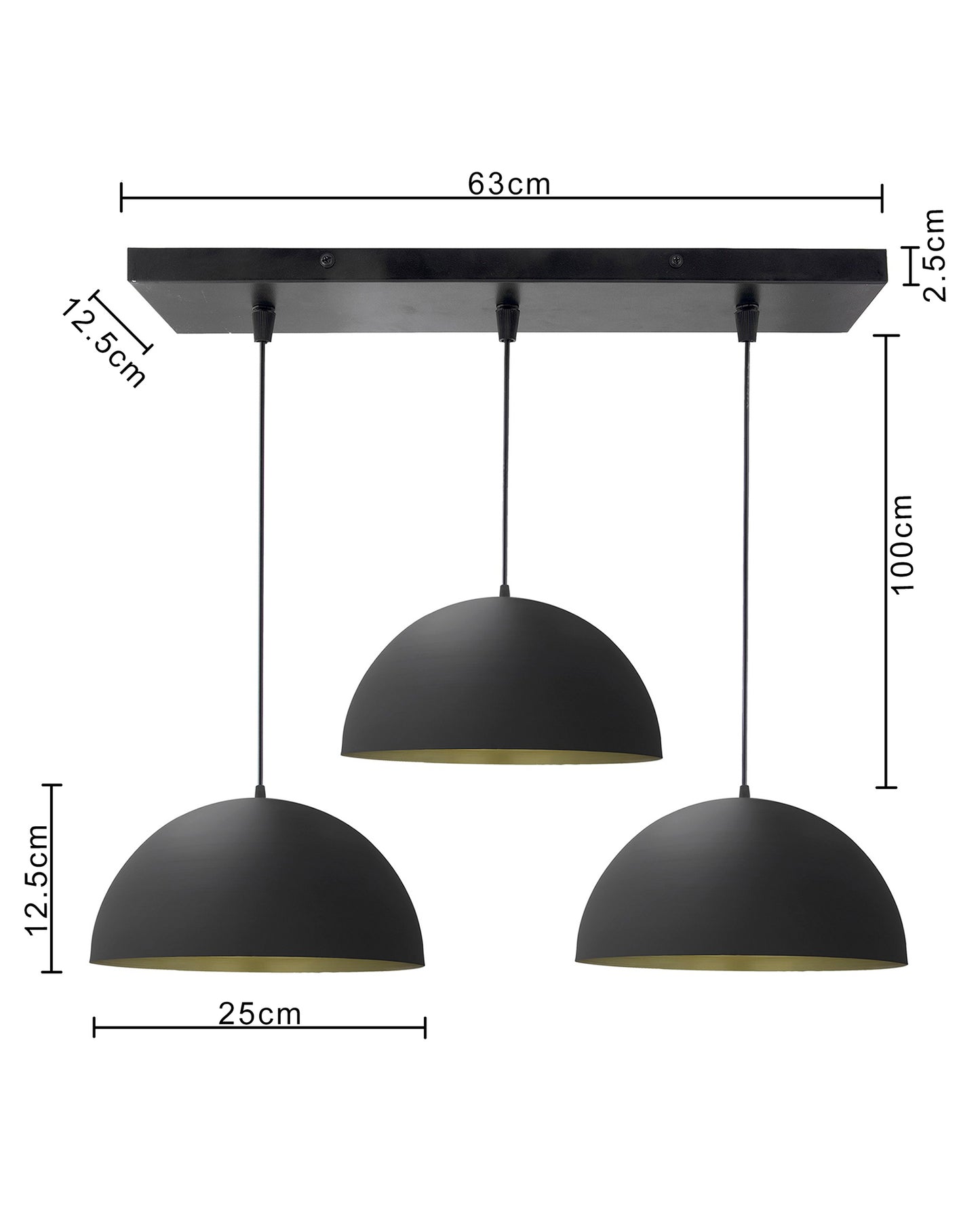 3-lights Linear Cluster Chandelier Black 10" Pendant hanging Pendant Light, kitchen area and dining room light