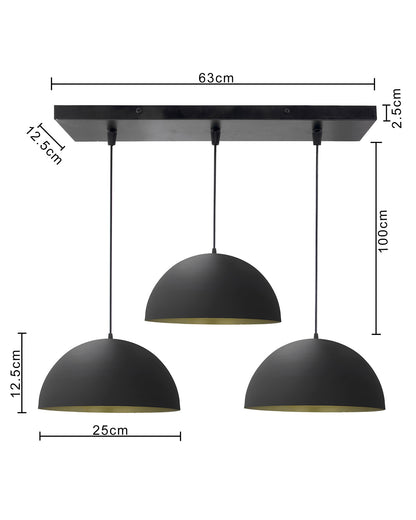 3-lights Linear Cluster Chandelier Black 10" Pendant hanging Pendant Light, kitchen area and dining room light