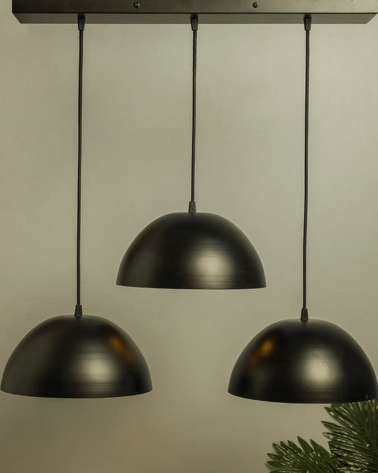3-lights Linear Cluster Chandelier Black 10" Pendant hanging Pendant Light, kitchen area and dining room light