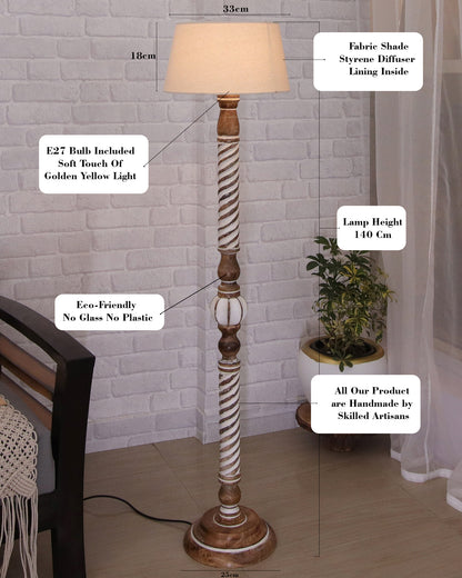 Classic Twister Antique white finish wooden floor lamp