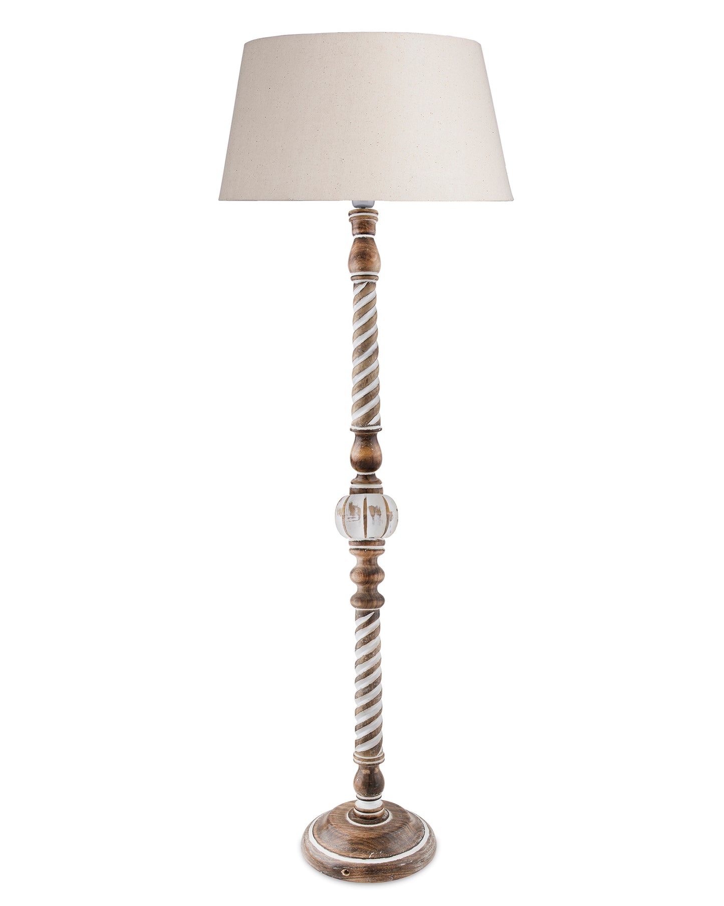Classic Twister Antique white finish wooden floor lamp