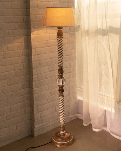 Classic Twister Antique white finish wooden floor lamp