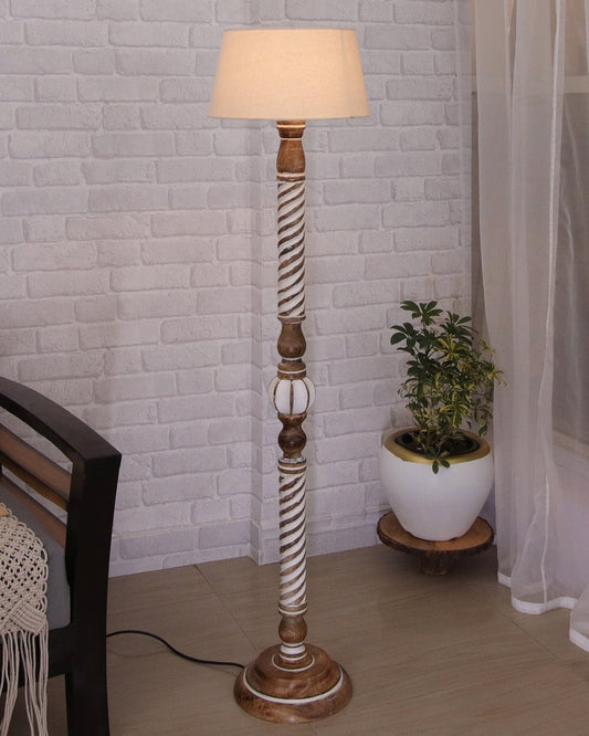 Classic Twister Antique white finish wooden floor lamp