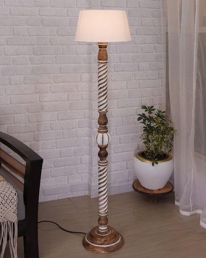 Classic Twister Antique white finish wooden floor lamp